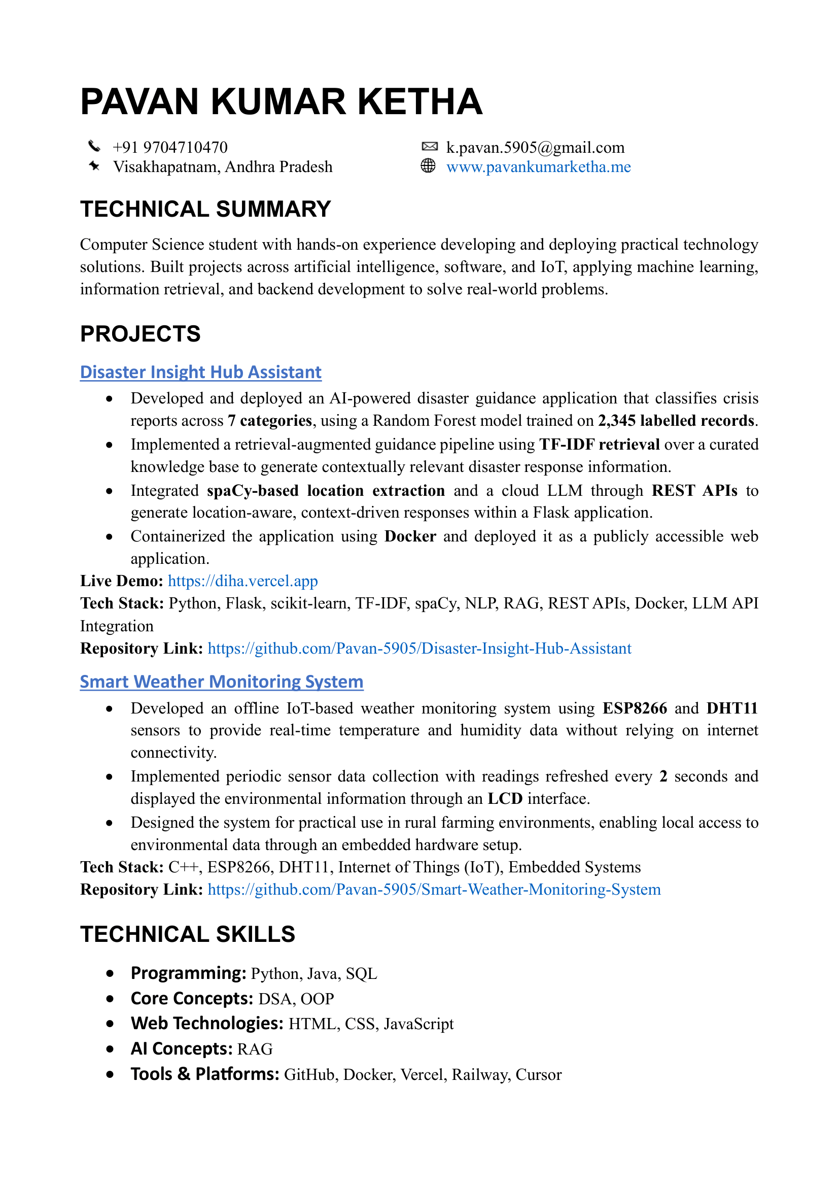 Pavan Kumar Ketha Resume Preview